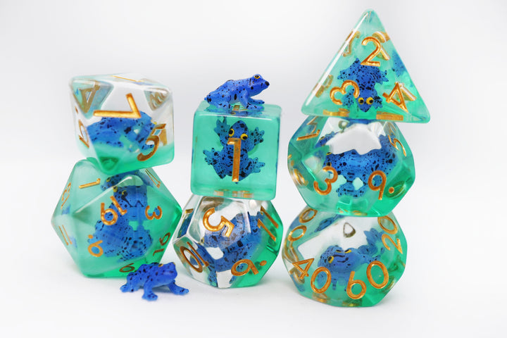 Dark Blue Frog 7 Dice Set