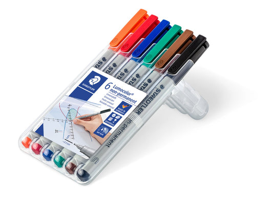 Lumocolor Non Permanent Markers by Staedtler 6 Pack - Medium