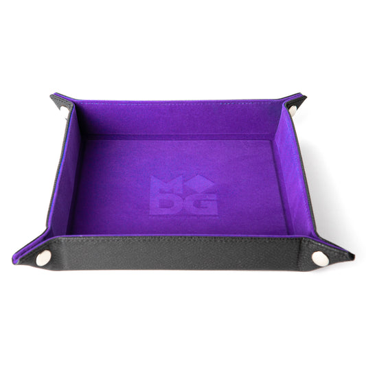 Velvet Dice Tray With Leather Backing - Purple