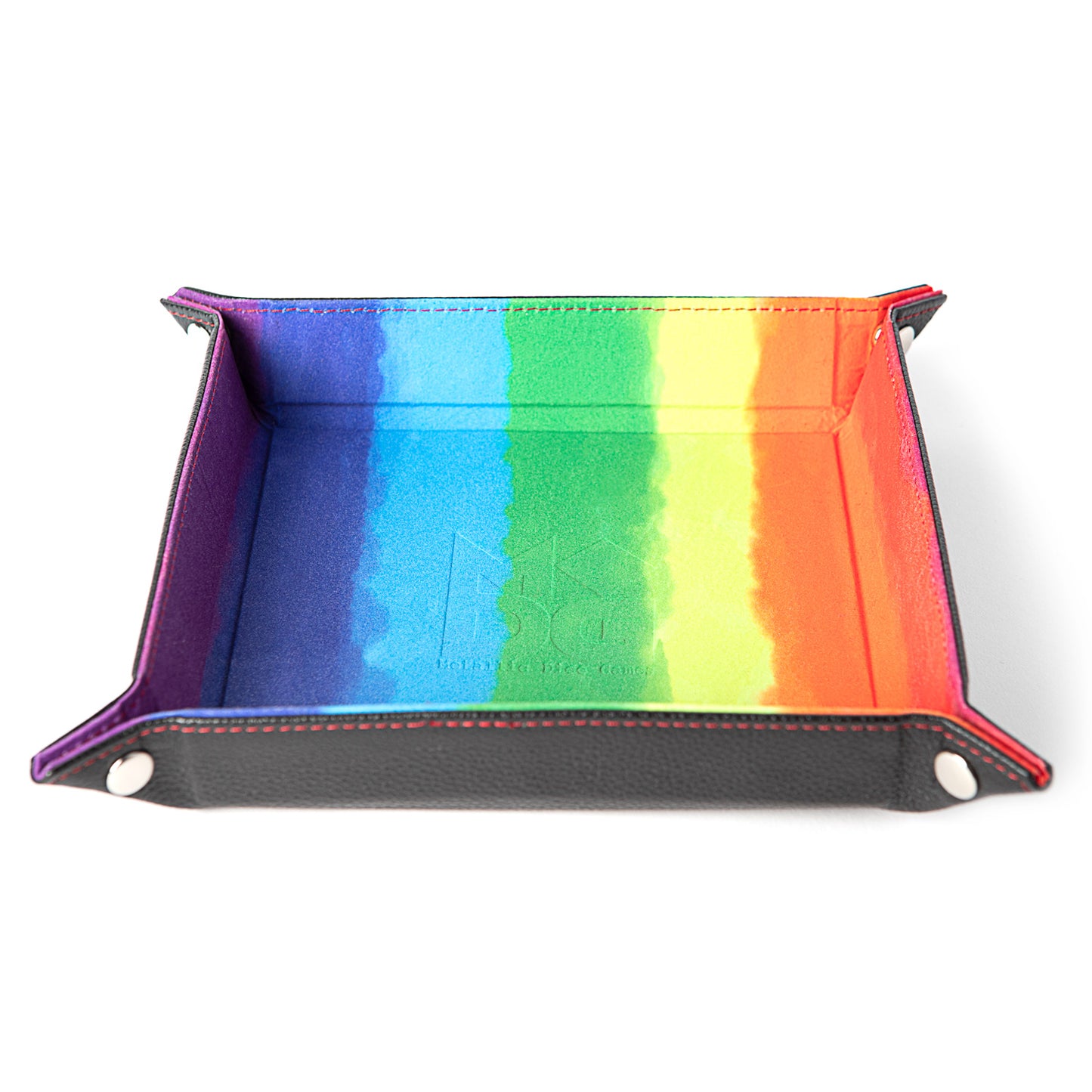 Velvet Dice Tray With Leather Backing - Rainbow