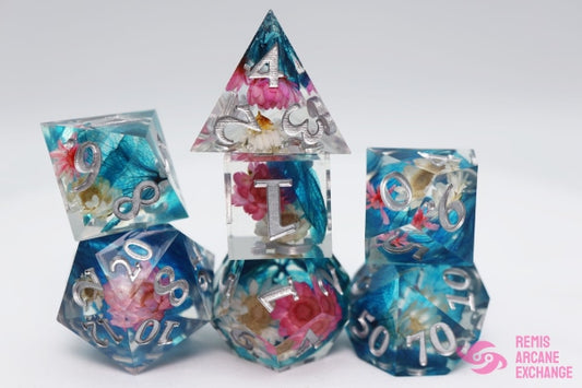 Sharp Edge Resin Rpg 7 Dice Set - Wildflower Bouquet