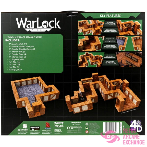 Warlock Tiles: Town & Village Tiles - 1 Straight Walls Expansion